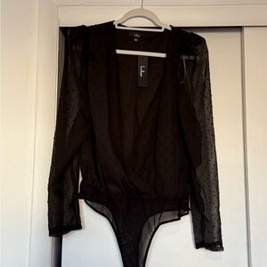 Lulu's Black Sheer Bodysuit Top